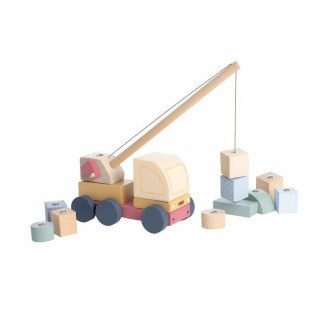 Autojeřáb s magnetem - dřevěná skládačka 14 dílů Cubika