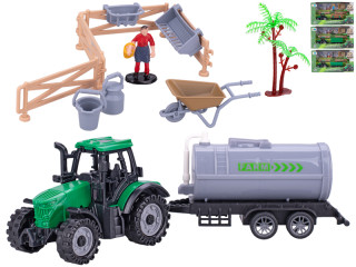 Traktor s vlečkou 19 cm volný chod s doplňky 