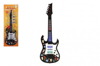 Kytara plast 53 cm s popruhem na baterie se zvukem se světlem
