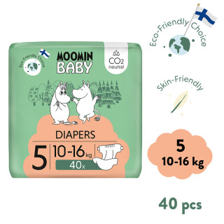 Jednorázové eko pleny 5 Maxi 10–16 kg (40 ks) Moomin Baby