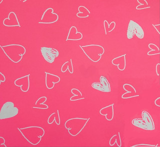 Balící papír růžový a bílá srdce 2 x 0,70 m