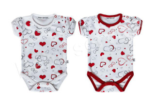 Bavlněné body krátký rukáv Srdíčka Baby Service