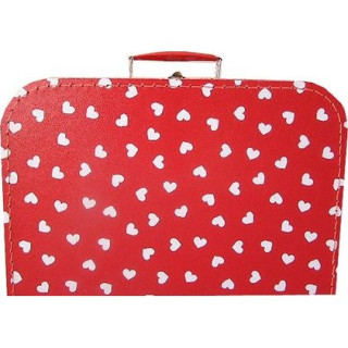 Kufřík červený s bílými srdíčky