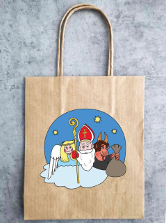 Papírová taška Mikuláš hněda 180 x 80 x 240 mm 