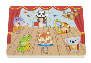 Dřevěná vkládačka zvuková zvířátka a hudební nástroje