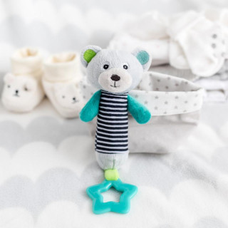 Plyšová pískací činka s kousátkem MEDVÍDCI Canpol šedá