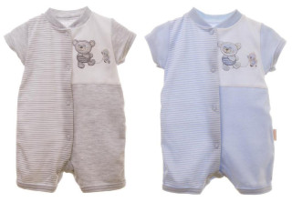 Overal letní kr. rukáv MKCool Medvídek Šedá/Modrá