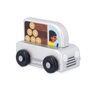 Dřevěné auto na tlačení Cross roads Janod Pickup šedé