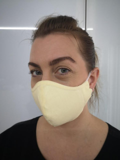 Látková respirační rouška - maska dvouvrstvá kapsou žlutá