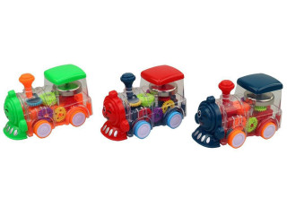 Lokomotiva s ozubenými kolečky na setrvačník se světlem