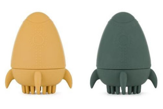 Hračka silikonová do vody s kartáčkem Splashy Rocket 6 m+ Petite&Mars