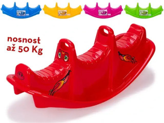 Houpačka plastová 100x37x39 cm se samolepkami nosnost 50 kg 18 m+