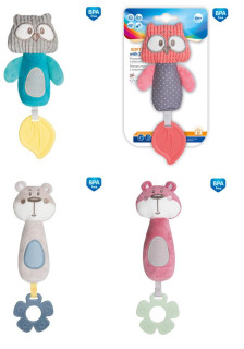 Plyšová pískací činka s kousátkem PASTEL FRIENDS Canpol