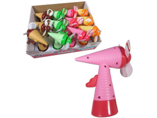 Větrák s rozprašovačem ve tvaru kornoutu