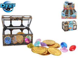 Destination Deep truhla 7,5 cm s pokladem 12 ks zlatých mincí a 12 ks diamantů
