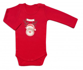 Kojenecké body dl. rukáv zap. u krku Vánoce Mamatti červené