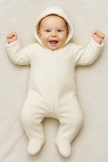 Zimní kombinéza s kapucí wellsoft smetanová Baby Service