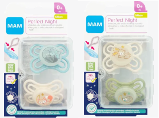 Šidítko Perfect Night silikon 0m+ se sterilizačním boxem MAM