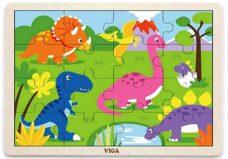 Dřevěné puzzle 16 dílků - dinosauři