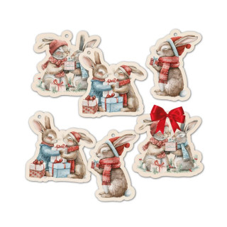 Dárková visačka 6 ks - Vánoční zajíčci Albi