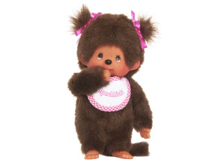 Monchhichi Mončiči dívka s ružovým bryndáčkem 20 cm