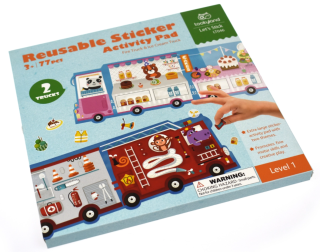 Znovupoužitelné nálepky Hasičské a Zmrzlinářské auto 2v1