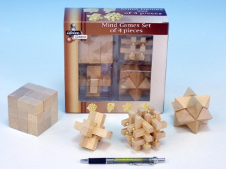 Hlavolam dřevěný 4 ks v krabici