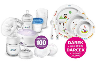Elektronická odsávačka - sada pro kojení Avent + jídelní sada