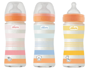 Láhev kojenecká sklo Well-being silikon 240 ml Chicco 