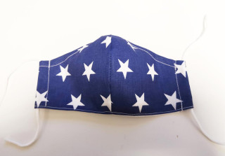 Látková respirační rouška - maska pro děti 7 - 12 let s kapsičkou hvězdy modrá