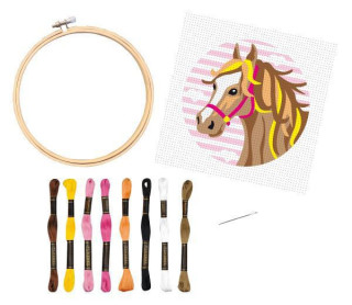 Vyšívání křížkovým stehem kůň vyšívací rámeček 1 předloha 8 bavlnek 