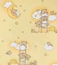 4 - dílná souprava do proutěného koše s nebesy MEDVÍDEK NA MRÁČKU ŽLUTÝ