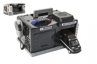 Garáž policie/swat + auto 15 cm na baterie se světlem se  zvukem