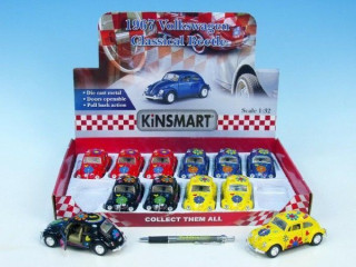 Auto Kinsmart VW Beetle hippies 13 cm kov
