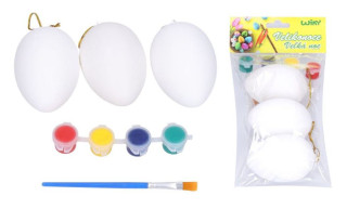 Vajíčka na vybarvení 5 x 8 cm, 3 ks + barvy + štětec