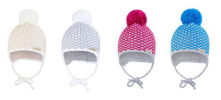 Čepice pletená zavazovací kostička s bambulí Outlast ® Vel. 3 (42-44 cm)