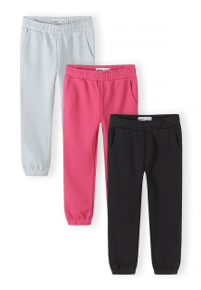 Tepláky dívčí s elastickým pasem 3pack Mix barev tm. růžová Minoti 