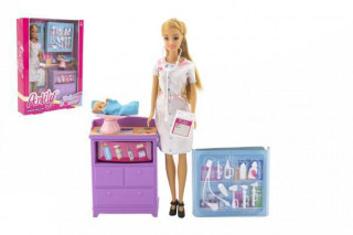 Panenka Anlily dětská doktorka kloubová 30 cm plast s miminkem a doplňky