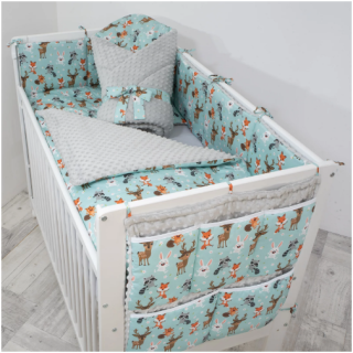 9 dílná sada do postýlky Minky Forest 100 x 135 cm Esito - stříbrná