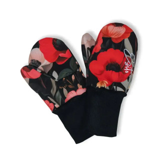 Palcové rukavice softshell Vlčí máky - černá Esito