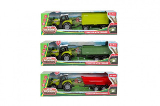 Traktor s vlekem na volný chod na baterie a se světlem, zvukem 3 druhy 24 cm