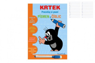 Stíratelný sešit "Procvičuj si písmena a číslice" + stíratelný popisovač - Krtek 2