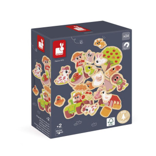 Dřevěné magnetky pro děti Farma 24 ks Janod