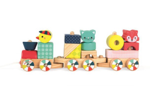 Dřevěný vlak a motorická hračka Baby Forest Janod