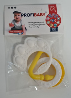 Kousátko medvědí tlapka s přívěsky silikon ŽLUTÁ