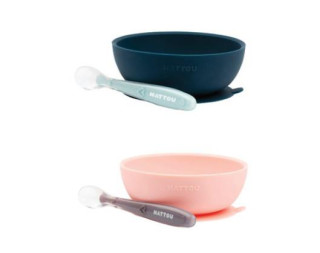 Jídelní set silikonový bez BPA 2 ks miska a lžička