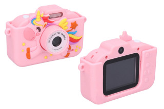 Dětský digitální fotoaparát silikonové pouzdro jednorožec - foto 48Mpx video Full HD