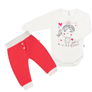 2-dílná bavlněná souprava New Baby Funny smetanovo-růžová