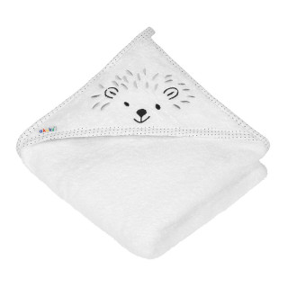 Dětská osuška s kapucí bílá Ježek 100x100 Akuku