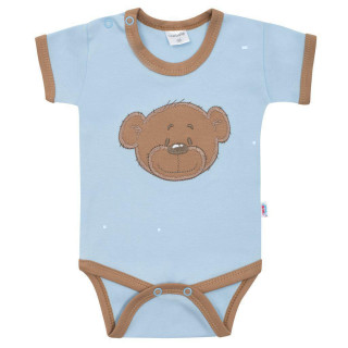 Kojenecké bavlněné body s krátkým rukávem New Baby BrumBrum blue brown